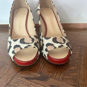 Giuseppe Zanotti Black and Cream Heels with Animal Print